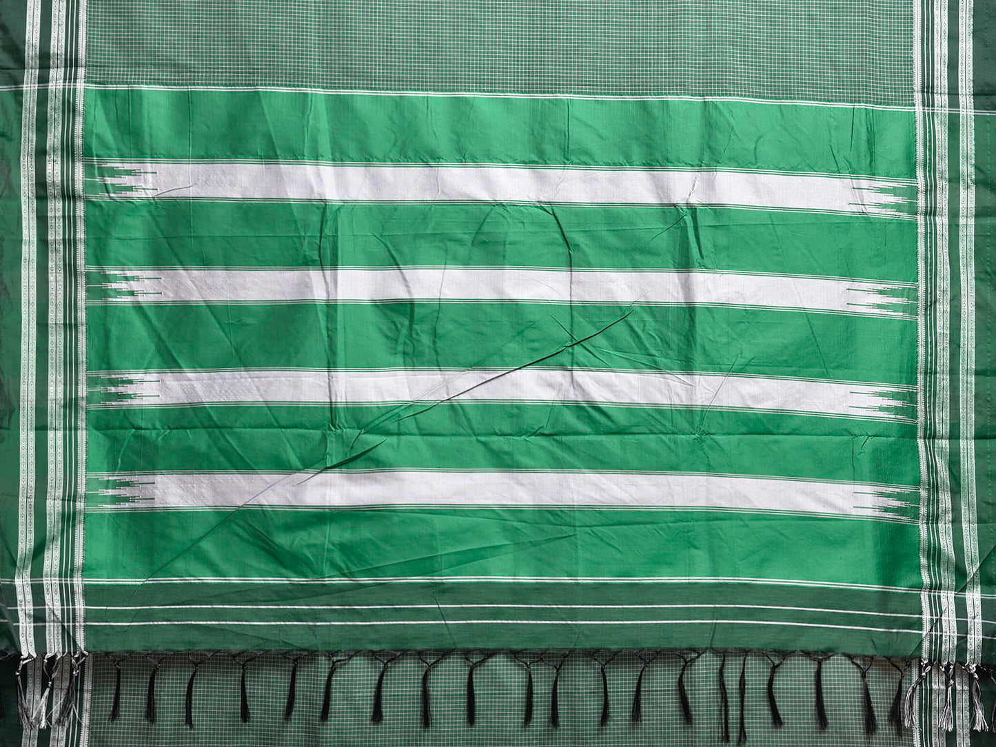 Green ilkal Cotton Viscose Saree with Checks and Pallu Design il0063