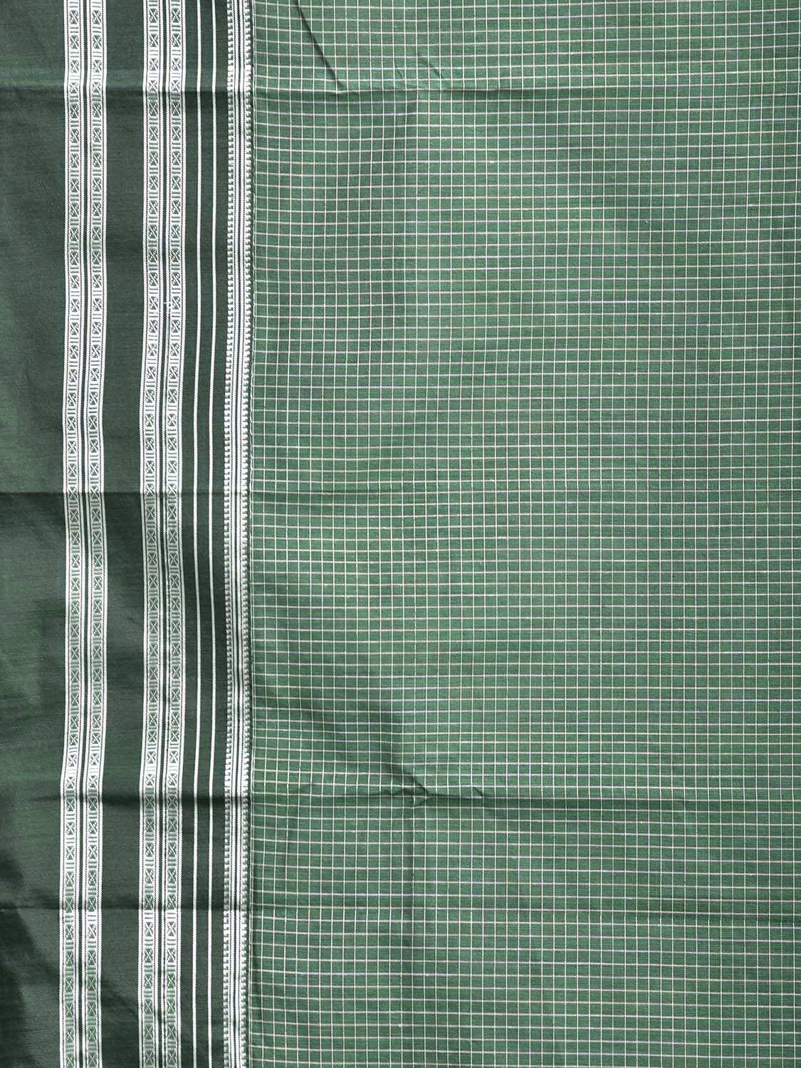Green ilkal Cotton Viscose Saree with Checks and Pallu Design il0063