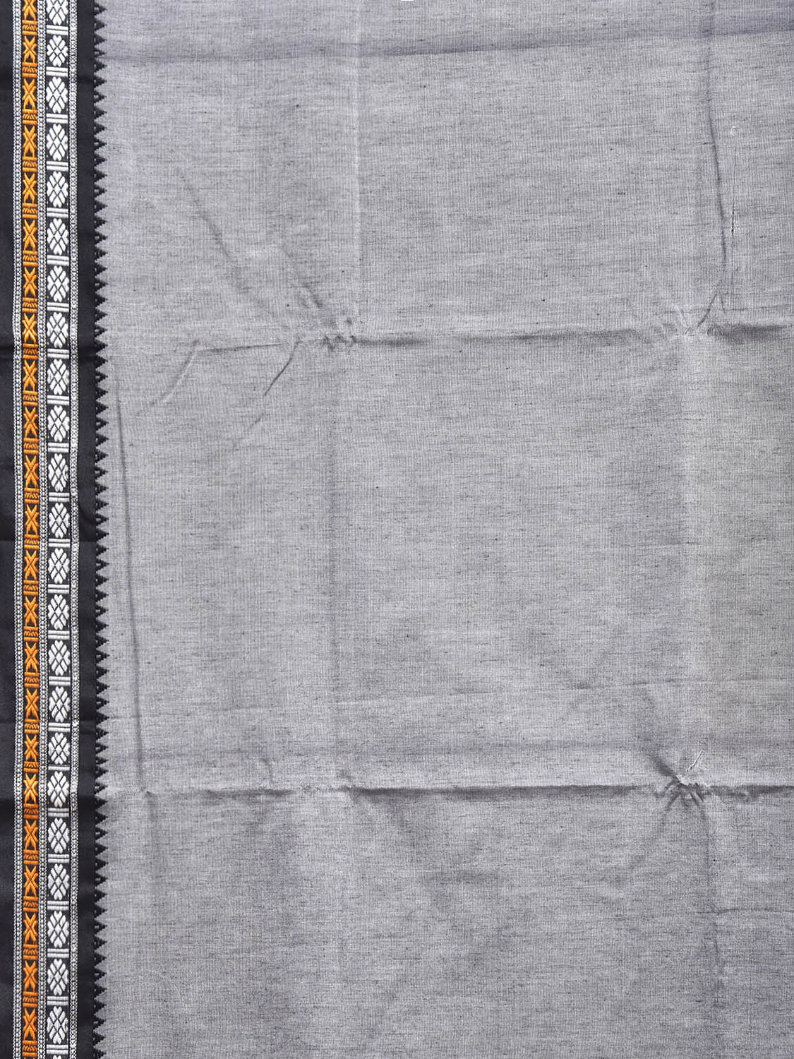 Light Grey ilkal Cotton Viscose Plain Saree with Strips Pallu Design il0065