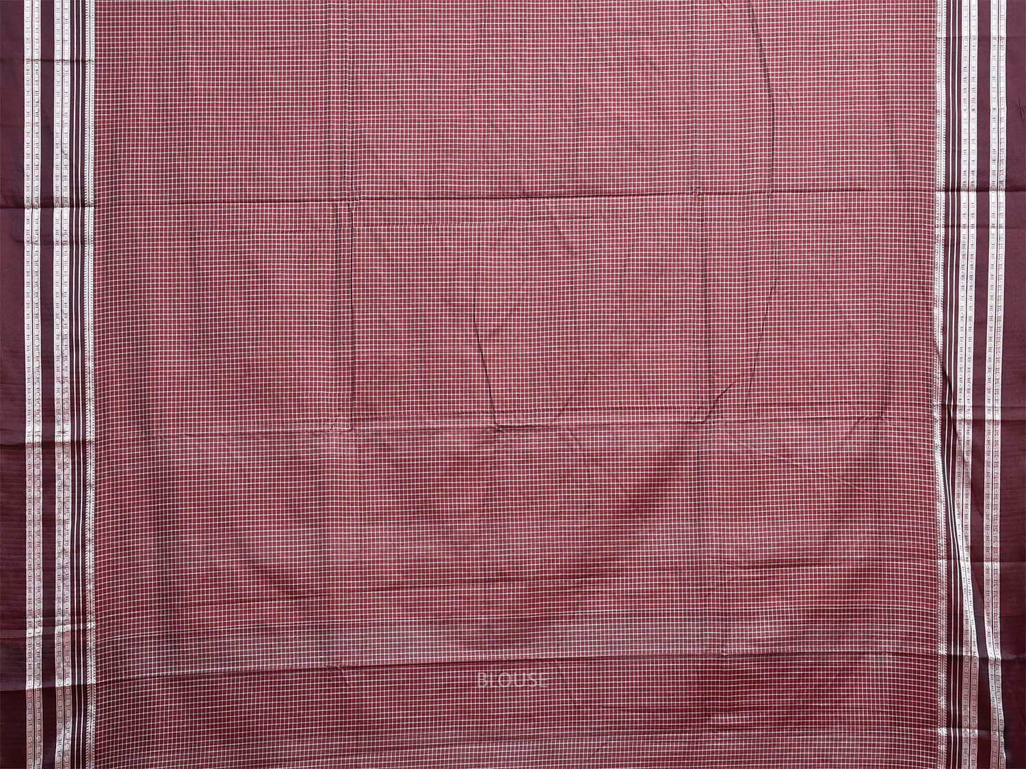 Maroon ilkal Cotton Viscose Saree with Checks and Strips Pallu Design il0066