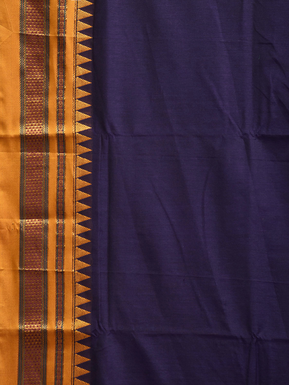 Indigo and Yellow ilkal Cotton Viscose Plain Saree with Strips Pallu Design il0080