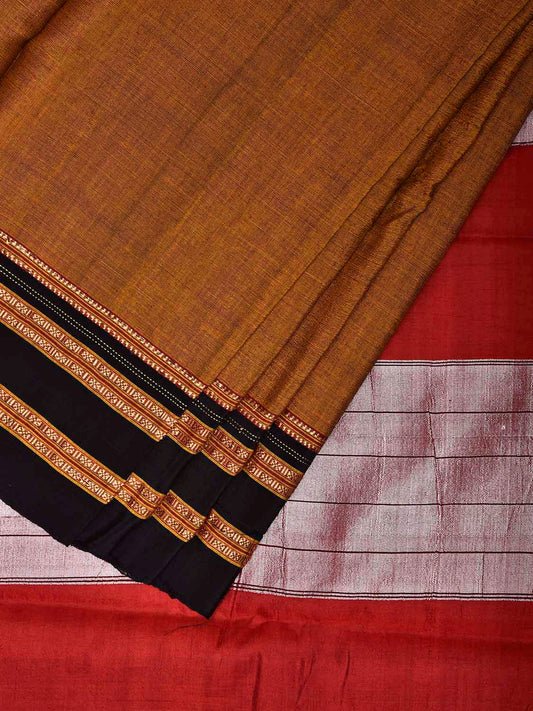 Yellow and Red ilkal Viscose Plain Saree with Two Sided Pallu Design No Blouse il0087