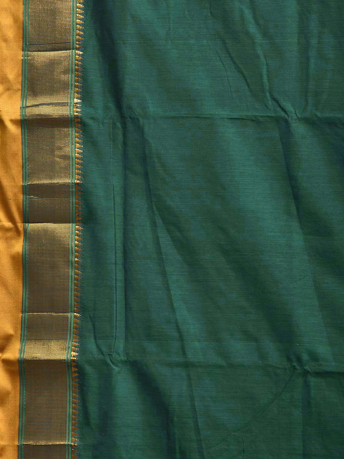 Green and Yellow ilkal Viscose Plain Saree with Strips Pallu Design il0091
