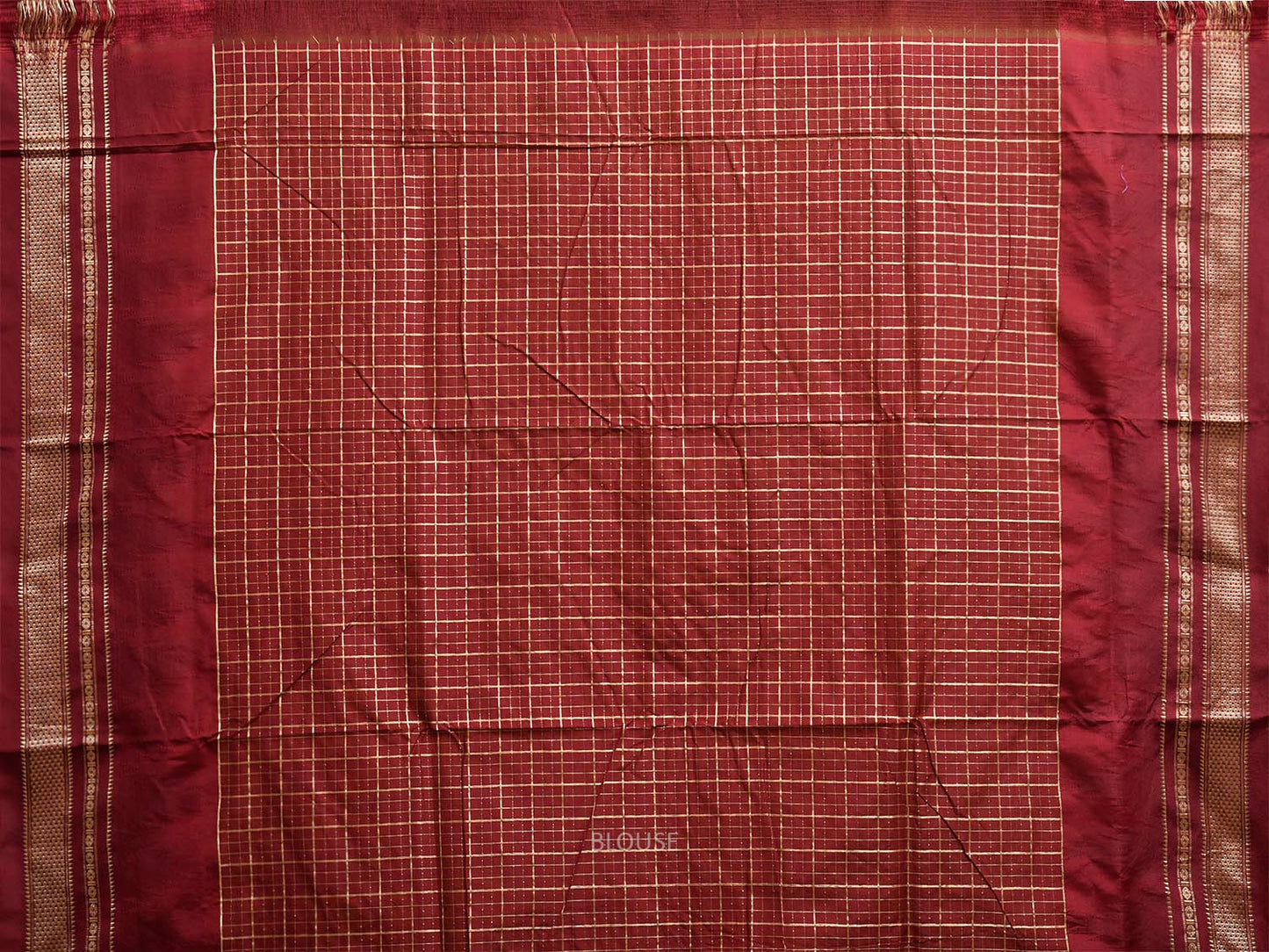 Olive and Brown ilkal Viscose Saree with Big Temple Border and Checks Design il0103