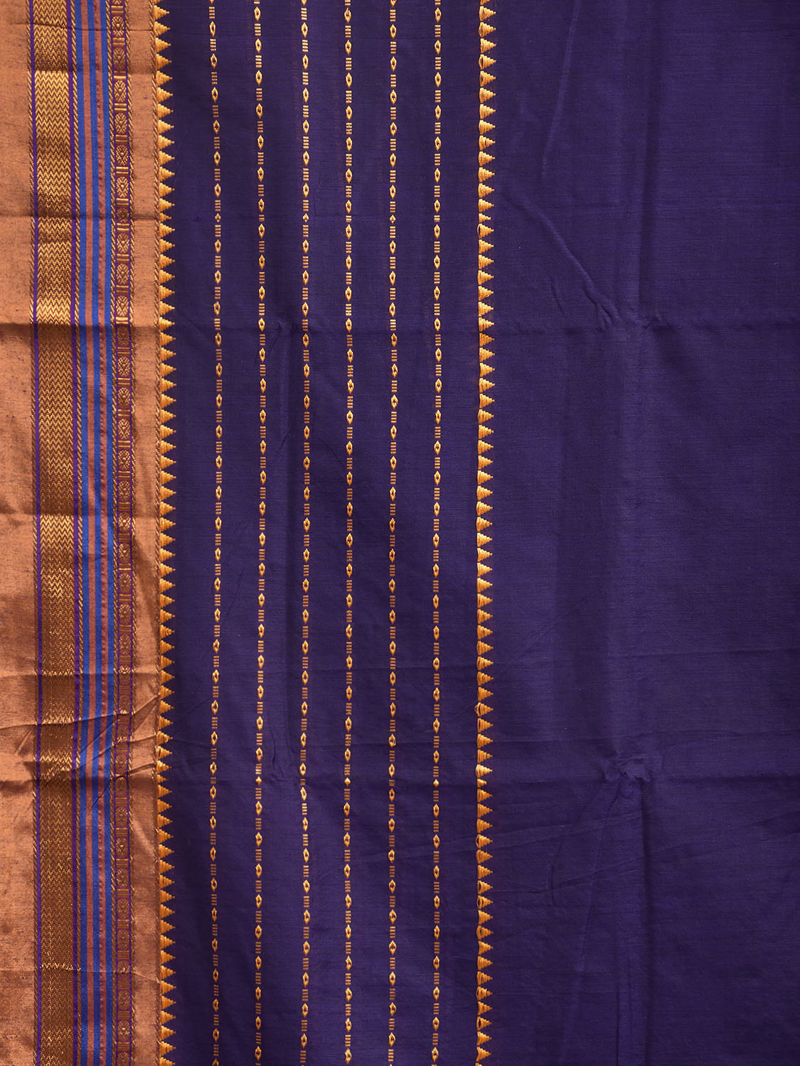 Indigo and Yellow ilkal Cotton Viscose Saree with Strips Border and Pallu Design No Blouse il0126