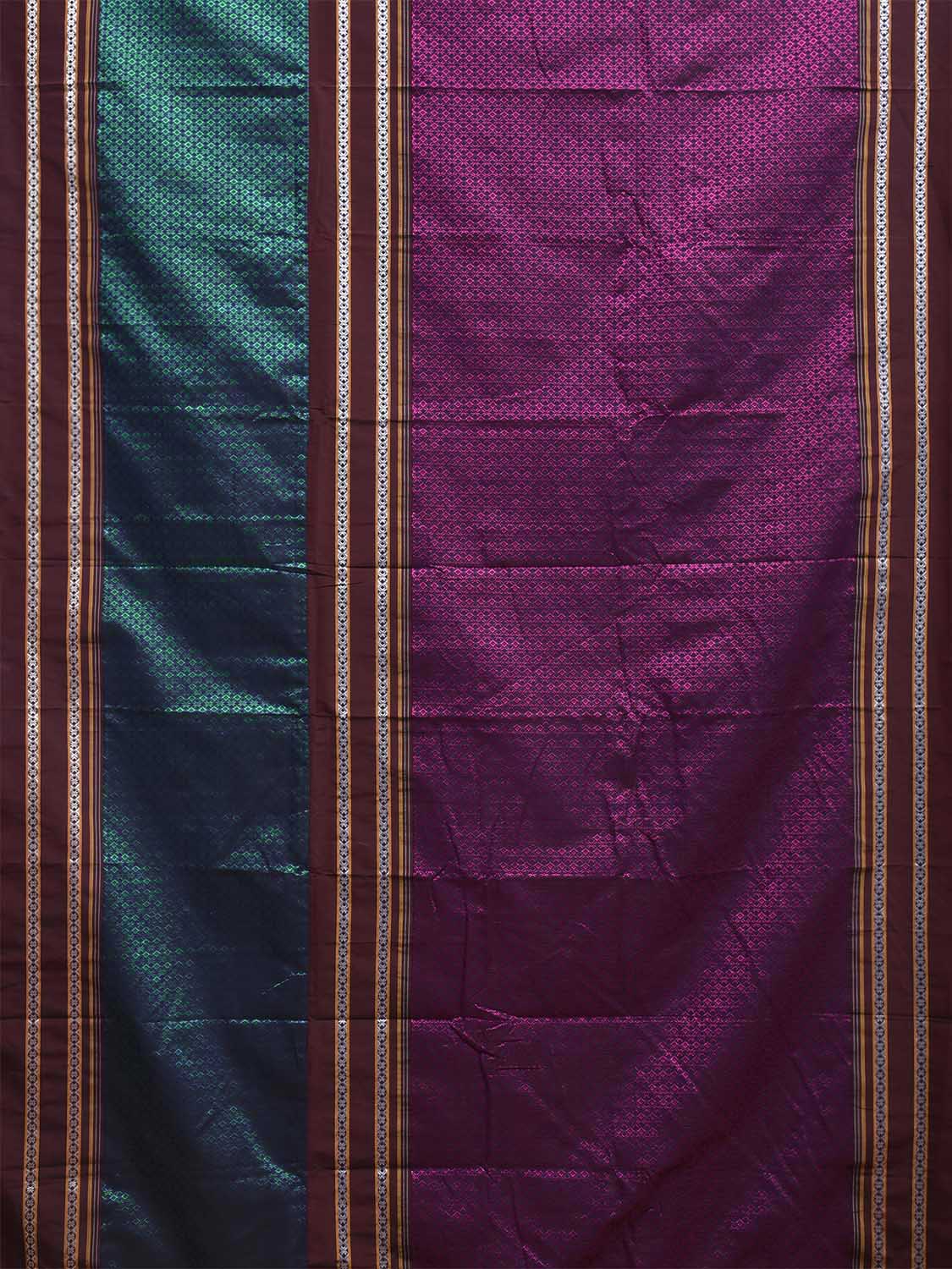 Purple and Teal ilkal Jacquard Viscose Saree with Big Border Design No Blouse il133