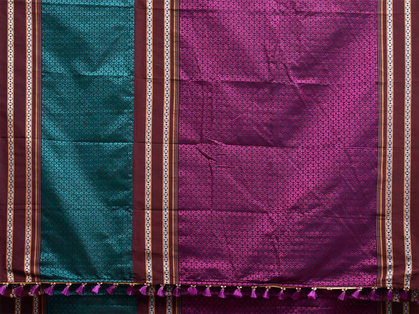 Purple and Teal ilkal Jacquard Viscose Saree with Big Border Design No Blouse il133