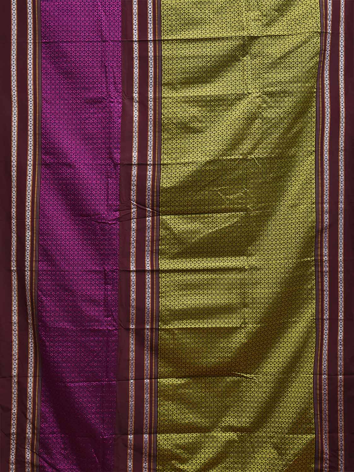 Green and Purple ilkal Jacquard Viscose Saree with Big Border Design No Blouse il0134