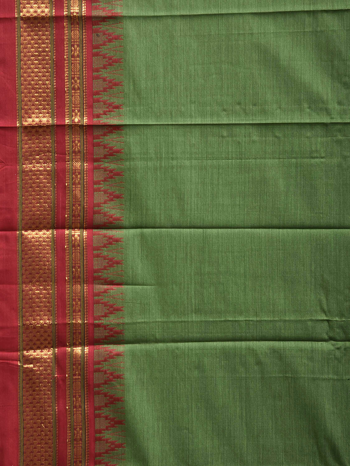 Green and Maroon ilkal Viscose Plain Saree with Strips Pallu Design No Blouse il0140