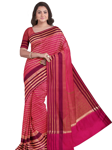 Baby Pink and Black Banaras Georgette with Body Border and Pallu Design b0272ds