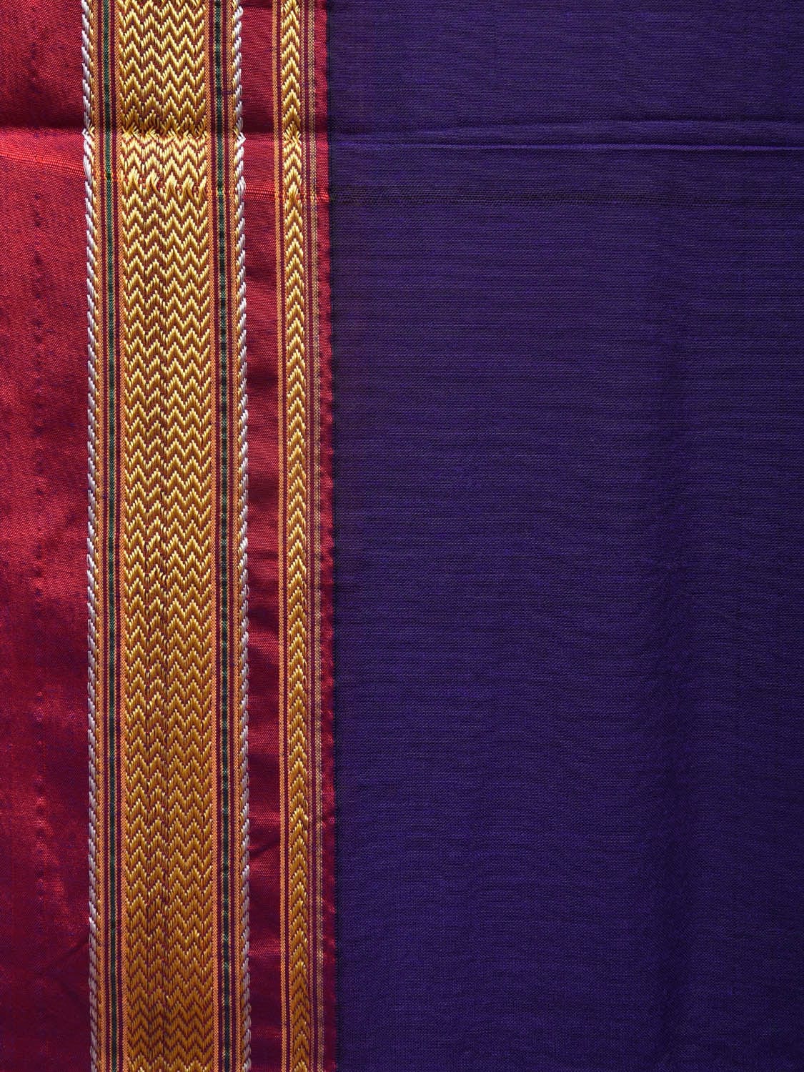 Indigo and Red ilkal Cotton Plain Saree with Zari Border Design o0444