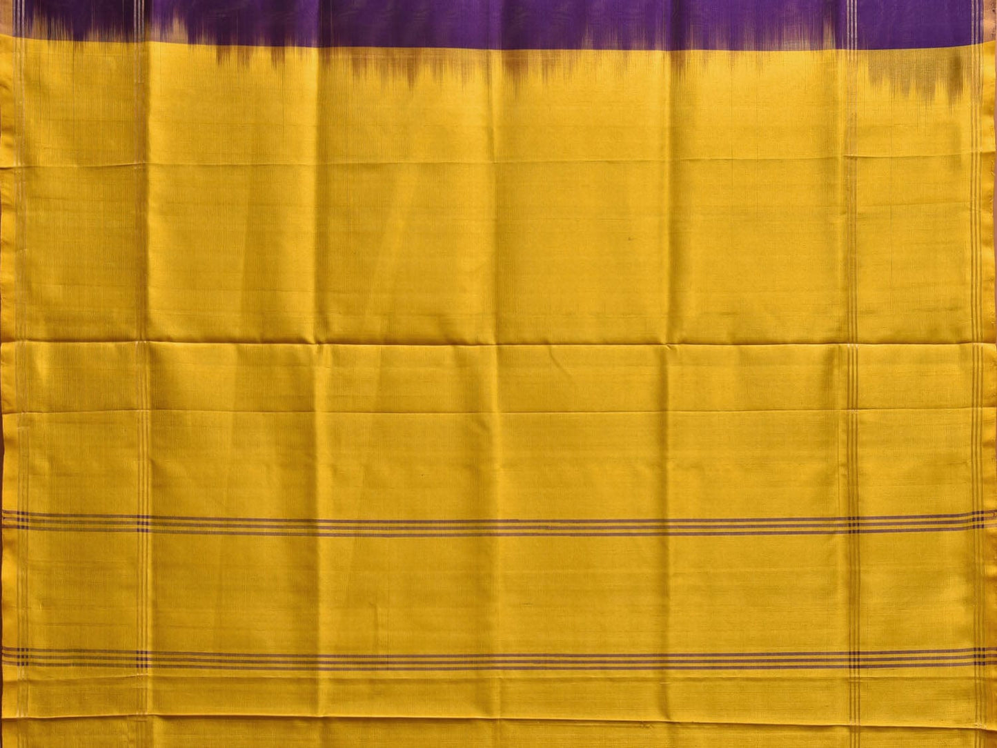 Indigo and Yellow Uppada Silk Handloom Plain Saree with Contrast Pallu Design u2355