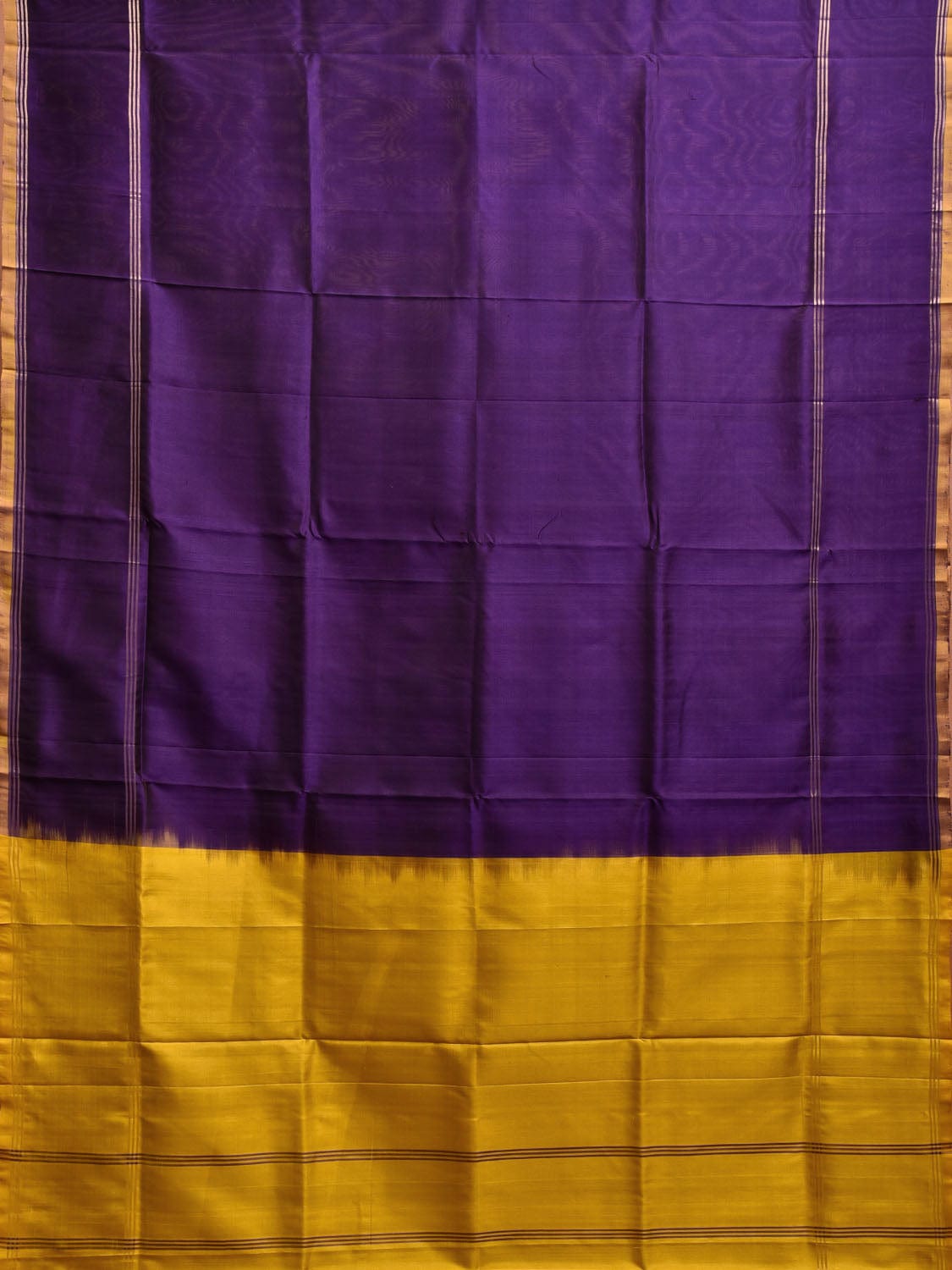 Indigo and Yellow Uppada Silk Handloom Plain Saree with Contrast Pallu Design u2355