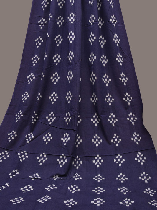 Indigo Ikat Cotton Handloom 2.5mts Fabric with Plus Pattern Design f0258