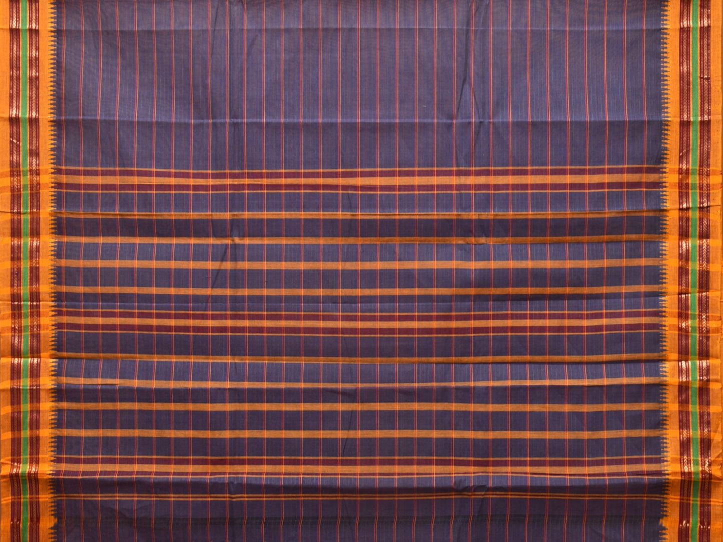 Indigo Narayanpet Cotton Handloom Saree with Strips Design No Blouse np0790