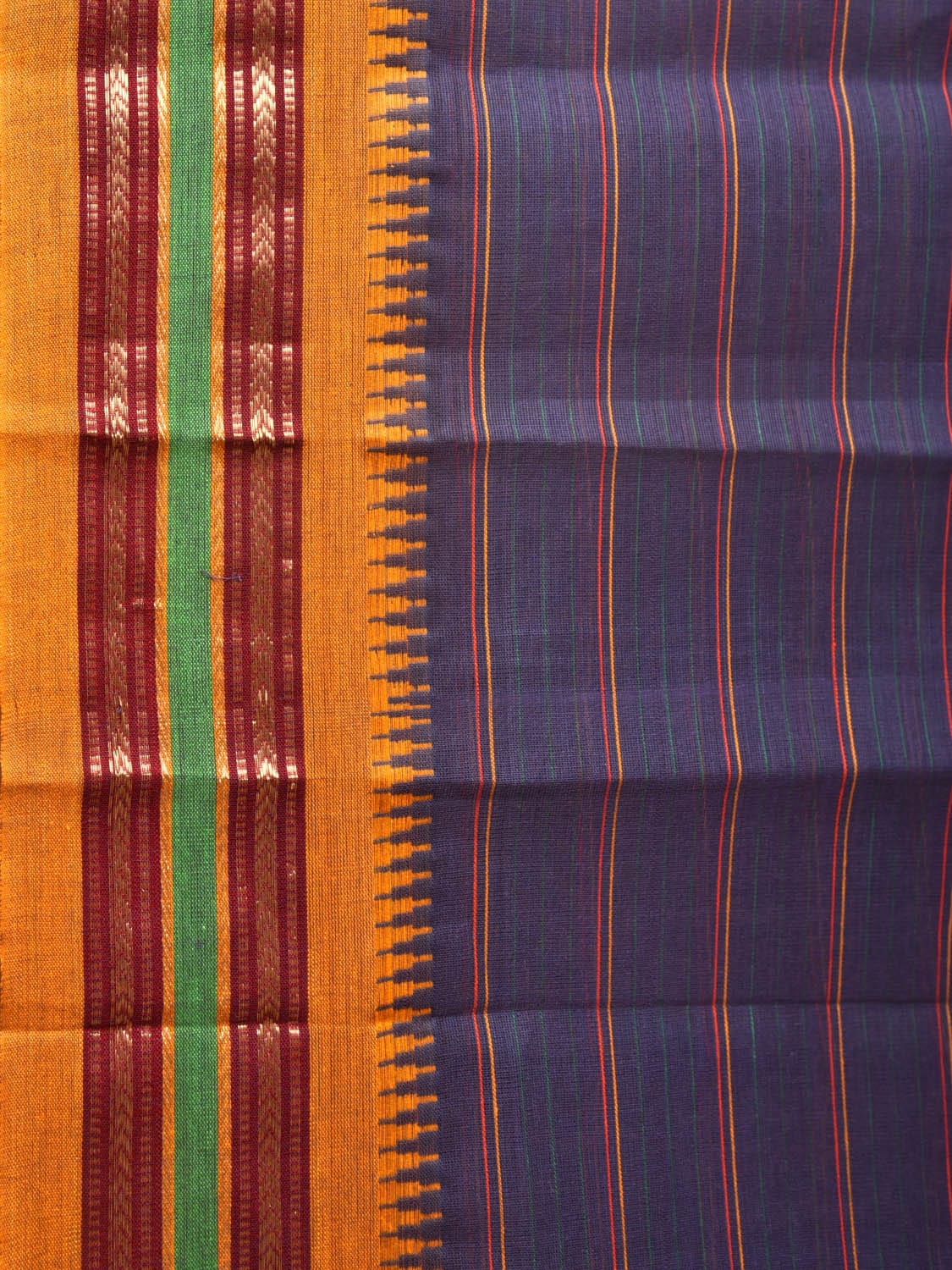 Indigo Narayanpet Cotton Handloom Saree with Strips Design No Blouse np0790