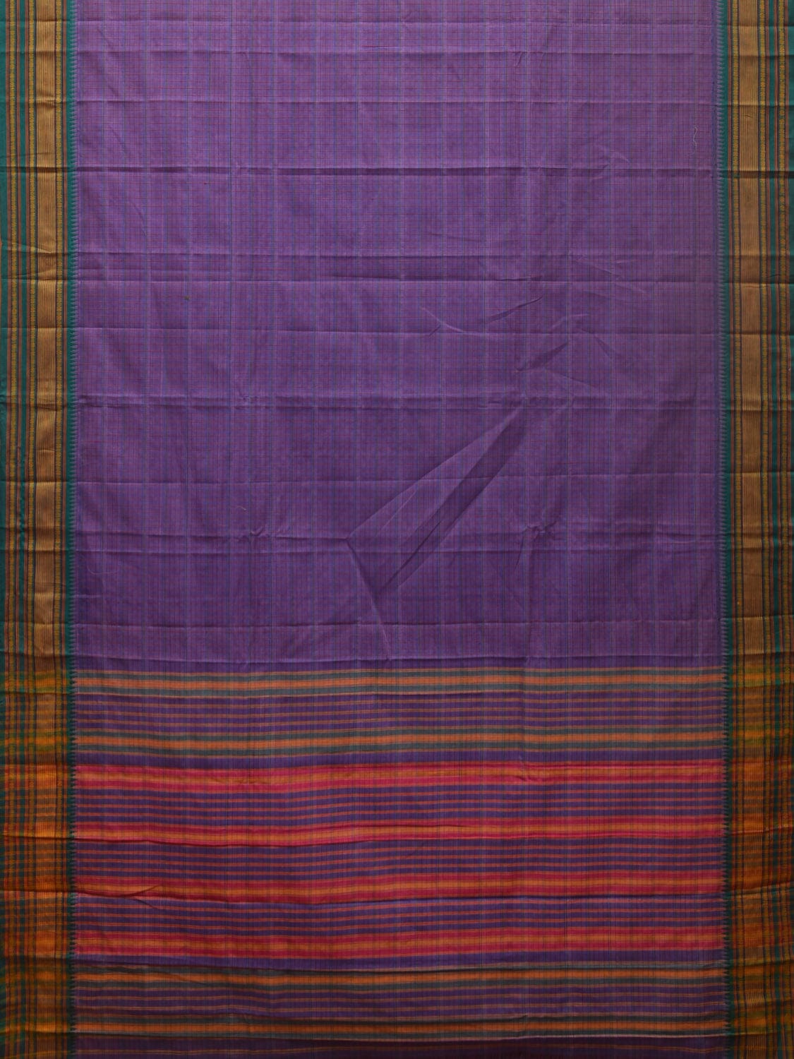 Indigo Narayanpet Cotton Handloom Saree with Strips Design No Blouse np0800