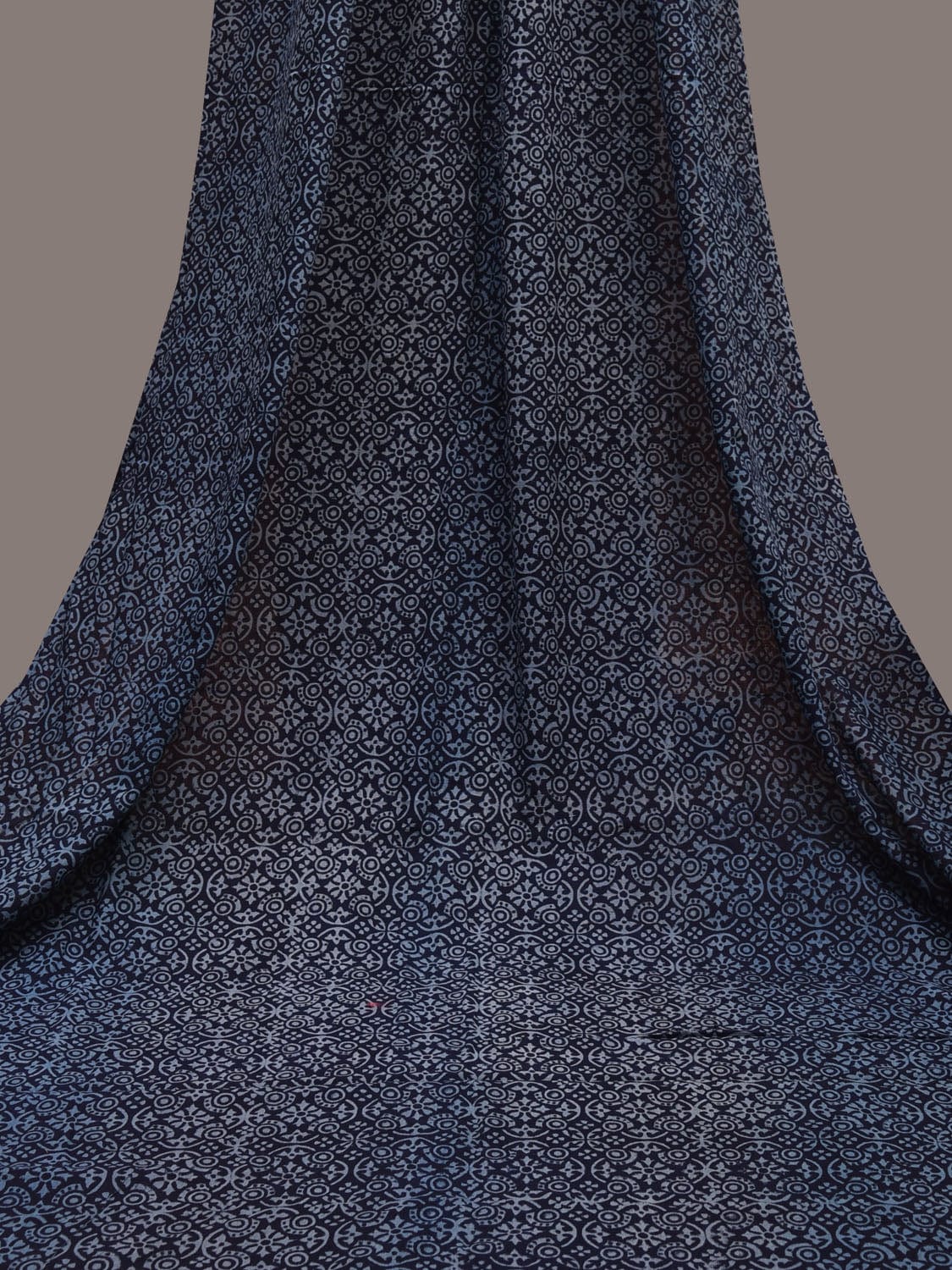 Indigo Printed Cotton Khadi 2.5mts Fabric with Seamless Pattern Design f0255