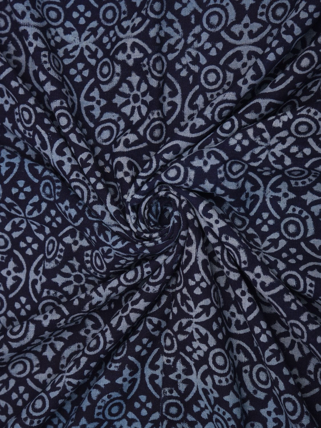 Indigo Printed Cotton Khadi 2.5mts Fabric with Seamless Pattern Design f0255