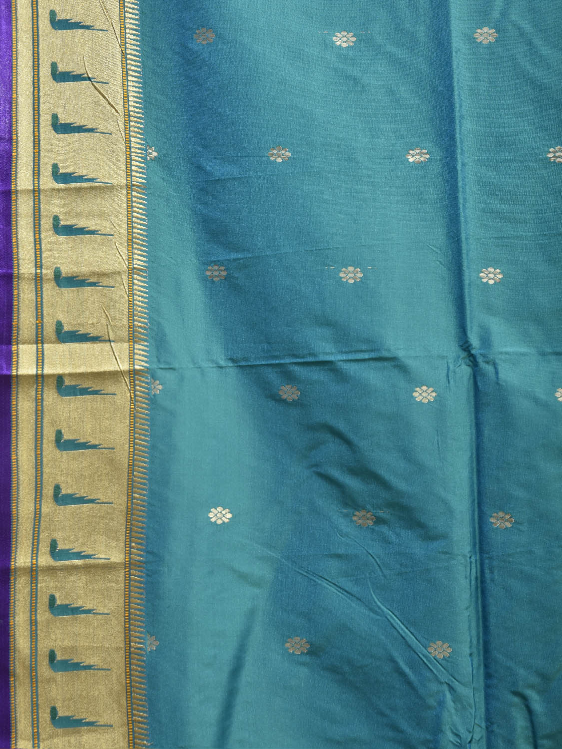 Sea Blue and Dark Blue Jacquard Paithani Viscose Saree with Peacocks Pallu and Muniya Border Design jp0073