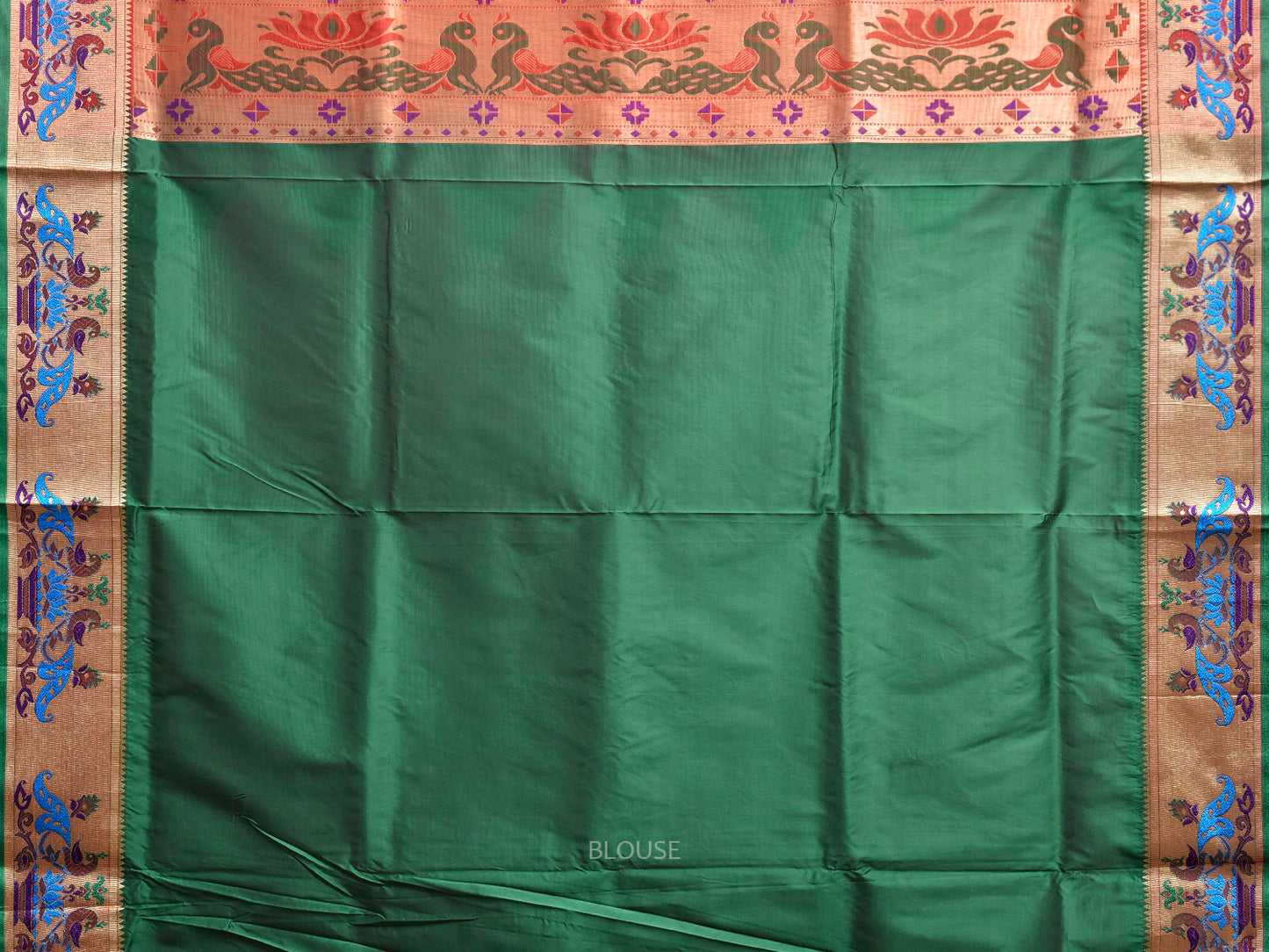 Orange and Green Jacquard Paithani Viscose Saree with Peacocks Pallu and Border Design jp0084