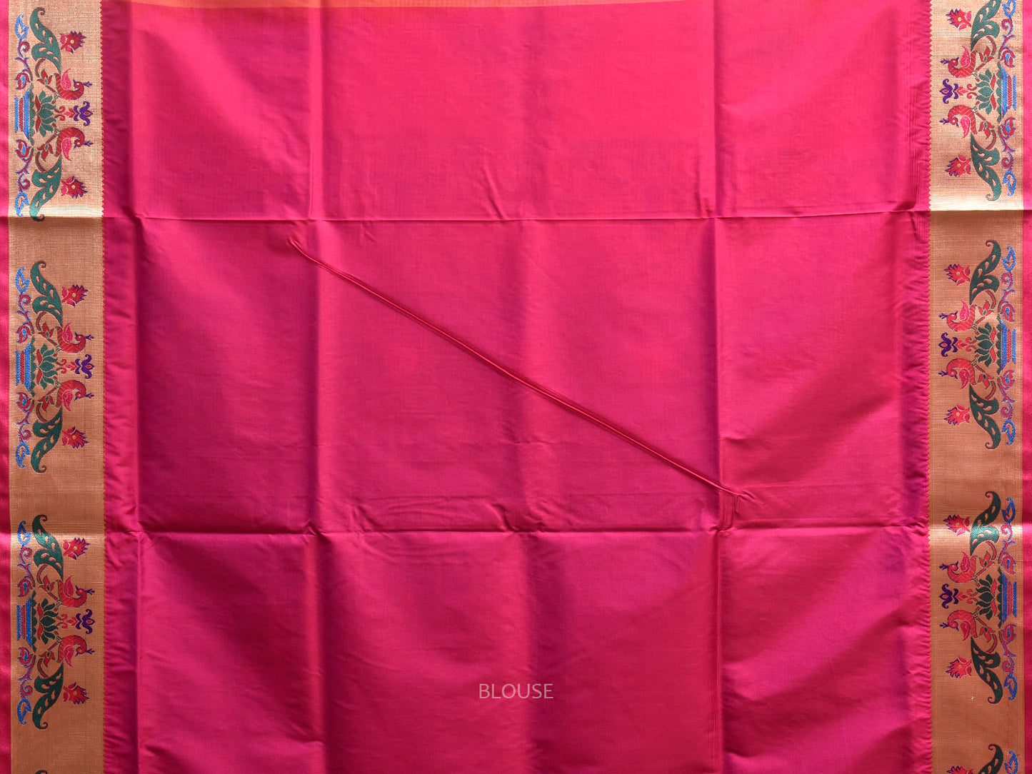 Green and Pink Jacquard Paithani Viscose Saree with Peacocks Pallu and Border Design jp0085