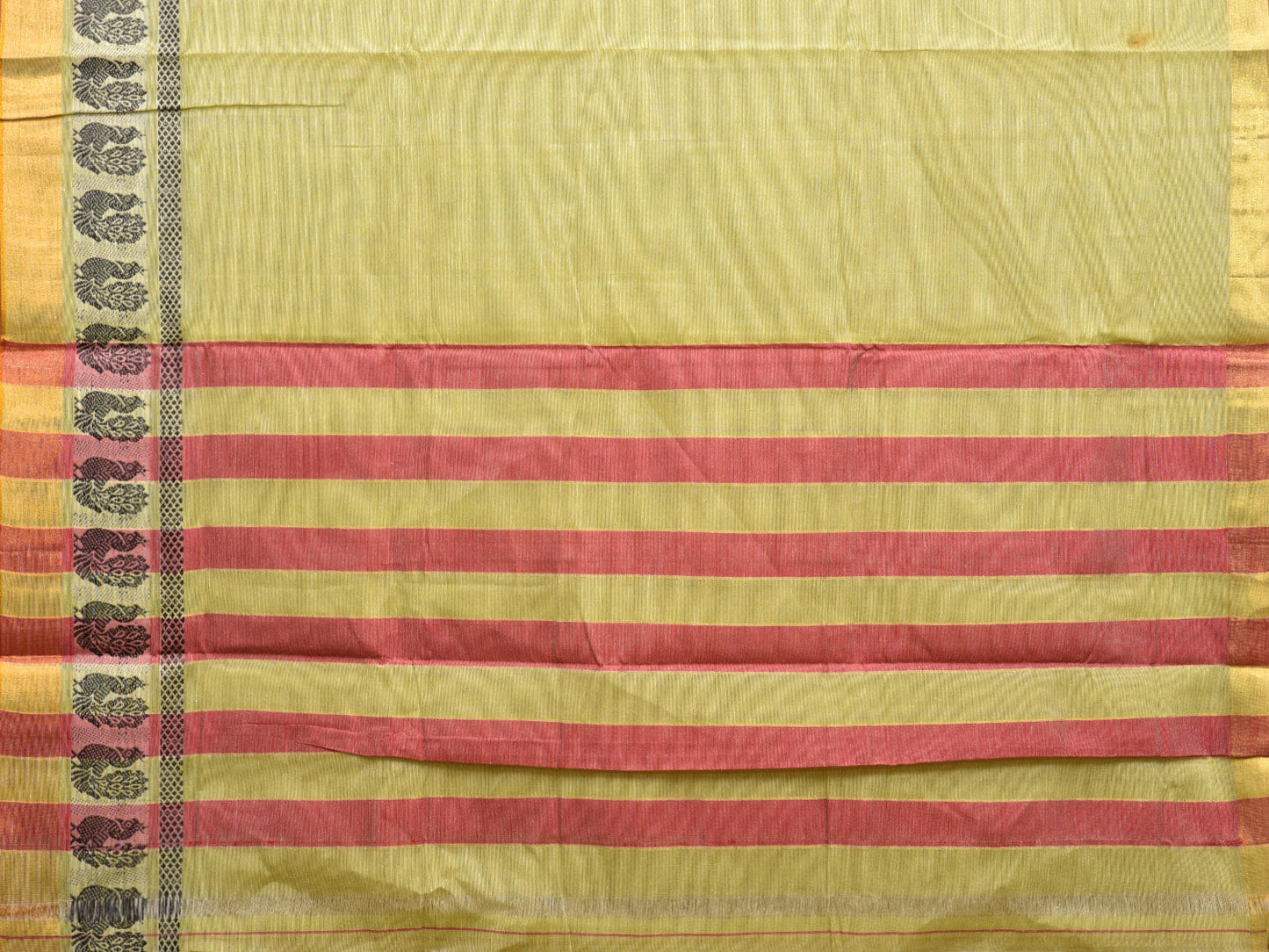 Light Green Kanchipuram Cotton Saree with One Side Border Design No Blouse k0624