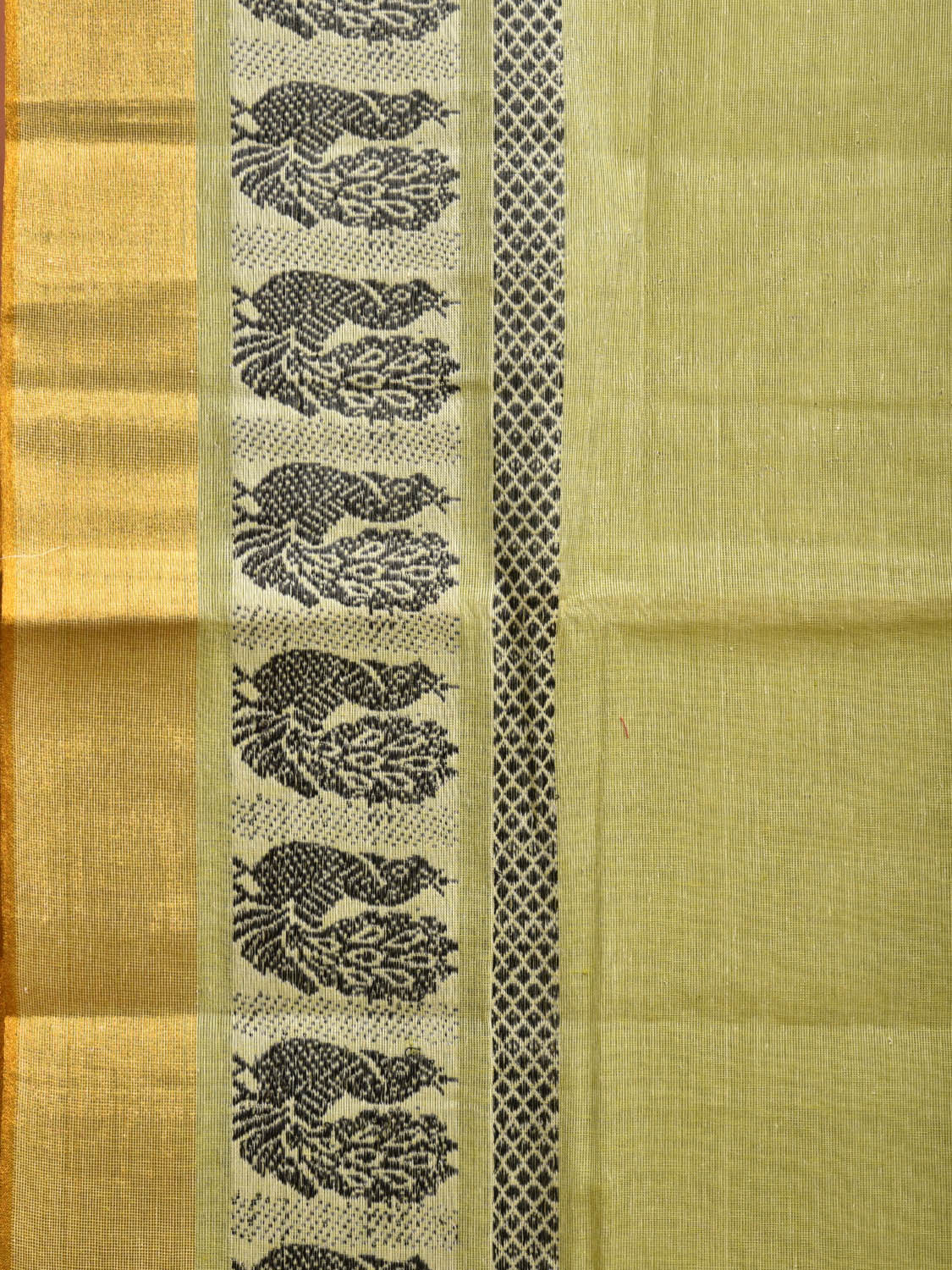 Light Green Kanchipuram Cotton Saree with One Side Border Design No Blouse k0624