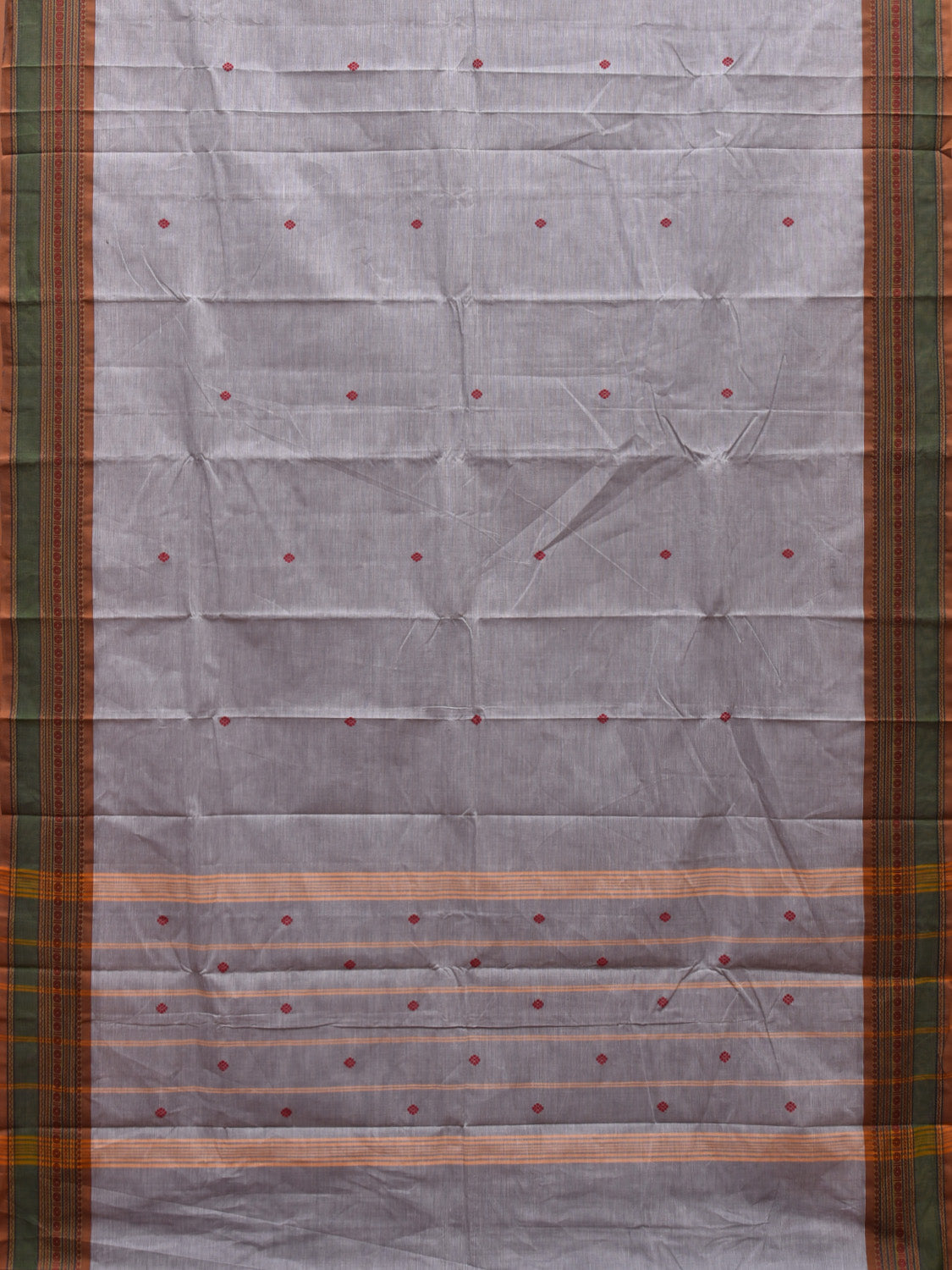 Light Grey Kanchipuram 80s Count Cotton Saree With Buta and Border Design k0632