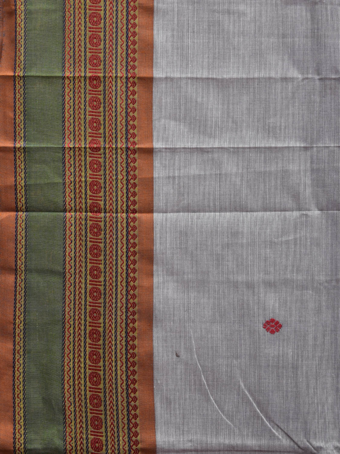 Light Grey Kanchipuram 80s Count Cotton Saree With Buta and Border Design k0632