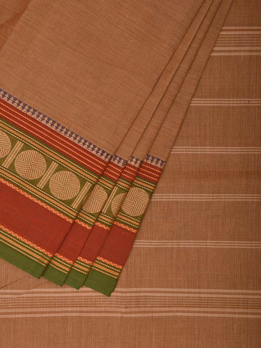 Mustard Kanchipuram 80s Cotton Plain Saree with Rudraksh Border Design No Blouse k0653