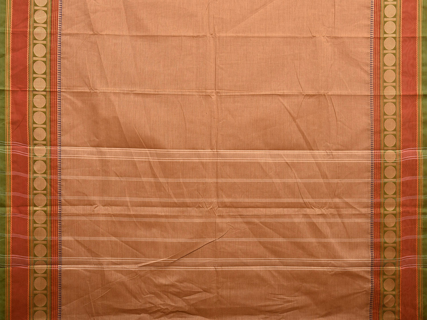 Mustard Kanchipuram 80s Cotton Plain Saree with Rudraksh Border Design No Blouse k0653