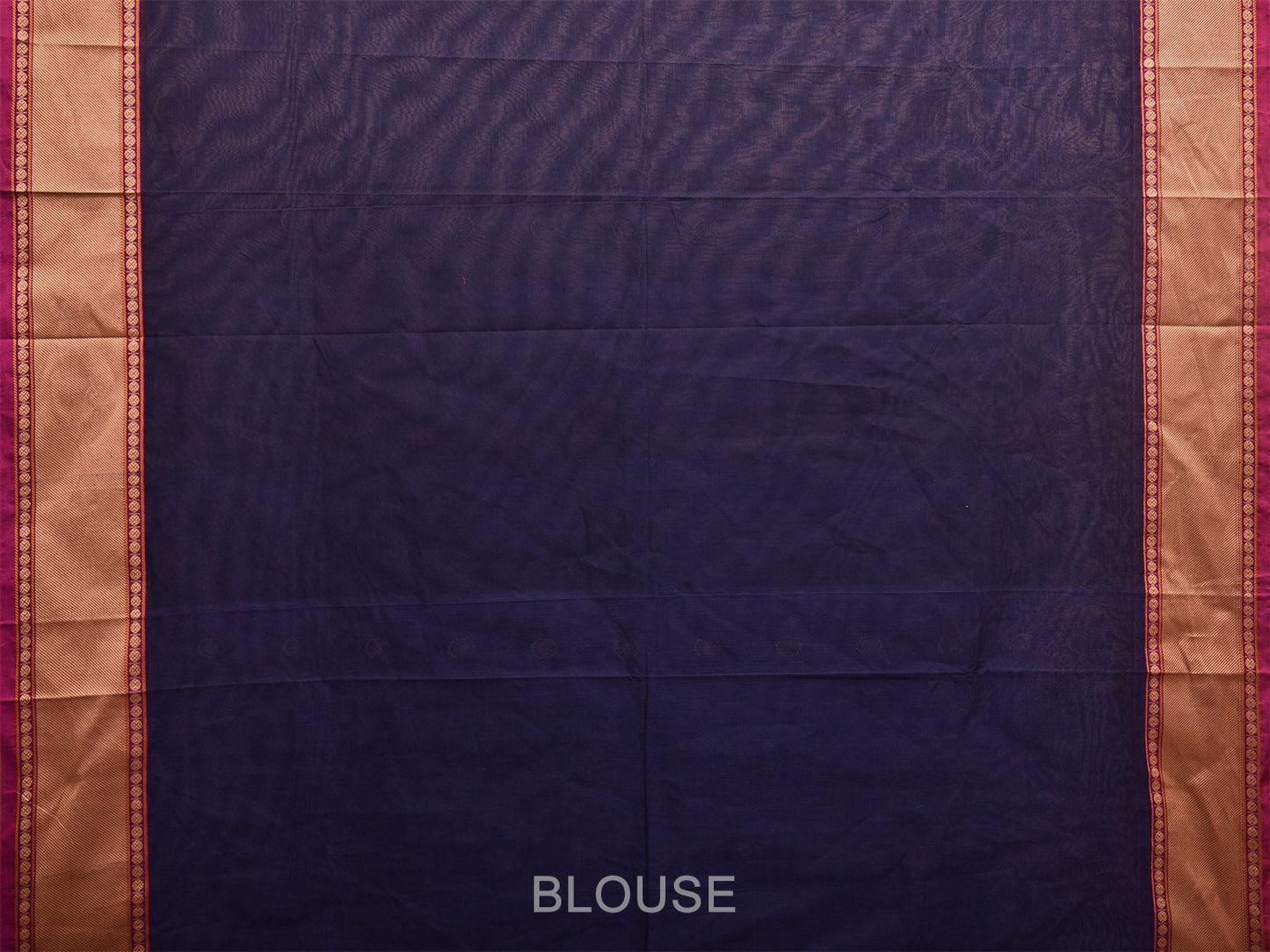 Navy Kanchipuram Cotton Saree with One Side Peacock Border and Pallu Design No Blouse k0667