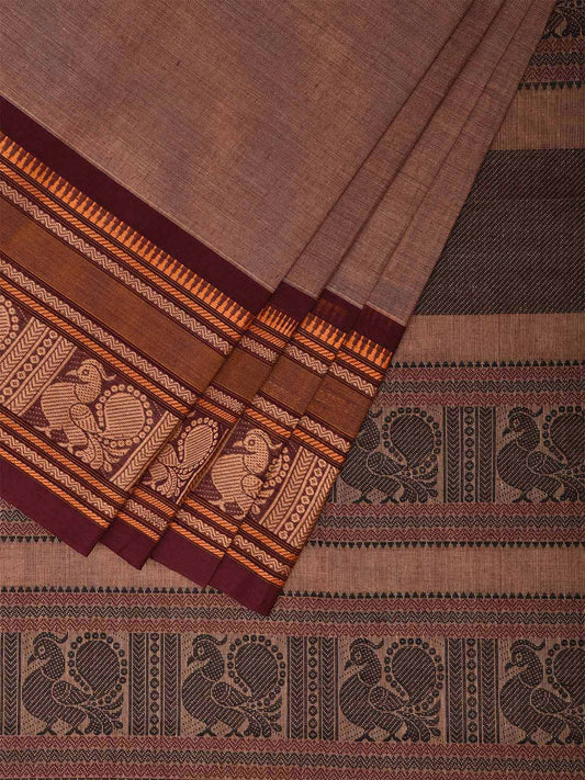 Fawn Kanchipuram Cotton Saree with Small Buta and Border Design k0678