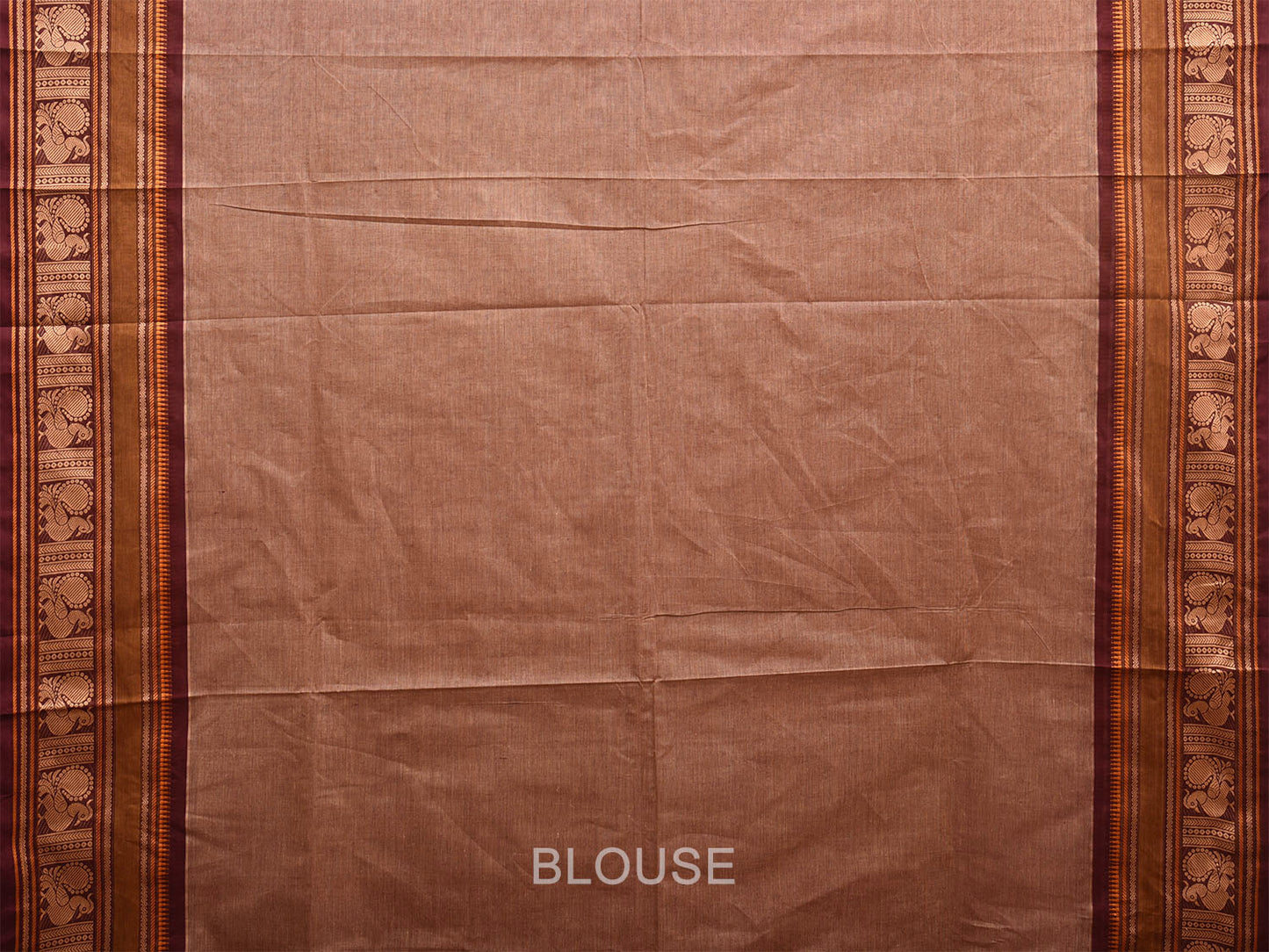 Fawn Kanchipuram Cotton Saree with Small Buta and Border Design k0678