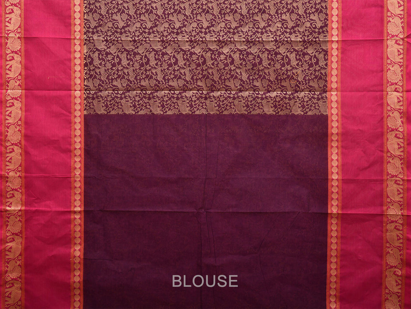 Purple and Pink Kanchipuram Cotton Saree with All Over and Big Border Design k0685