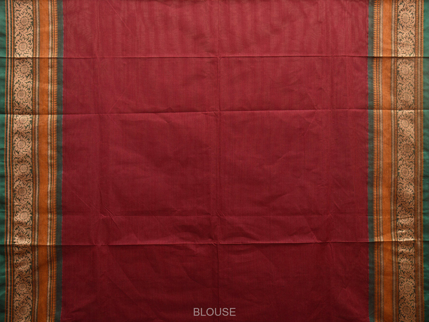 Maroon Kanchipuram Cotton Saree with Buta and Floral Border Design k0690