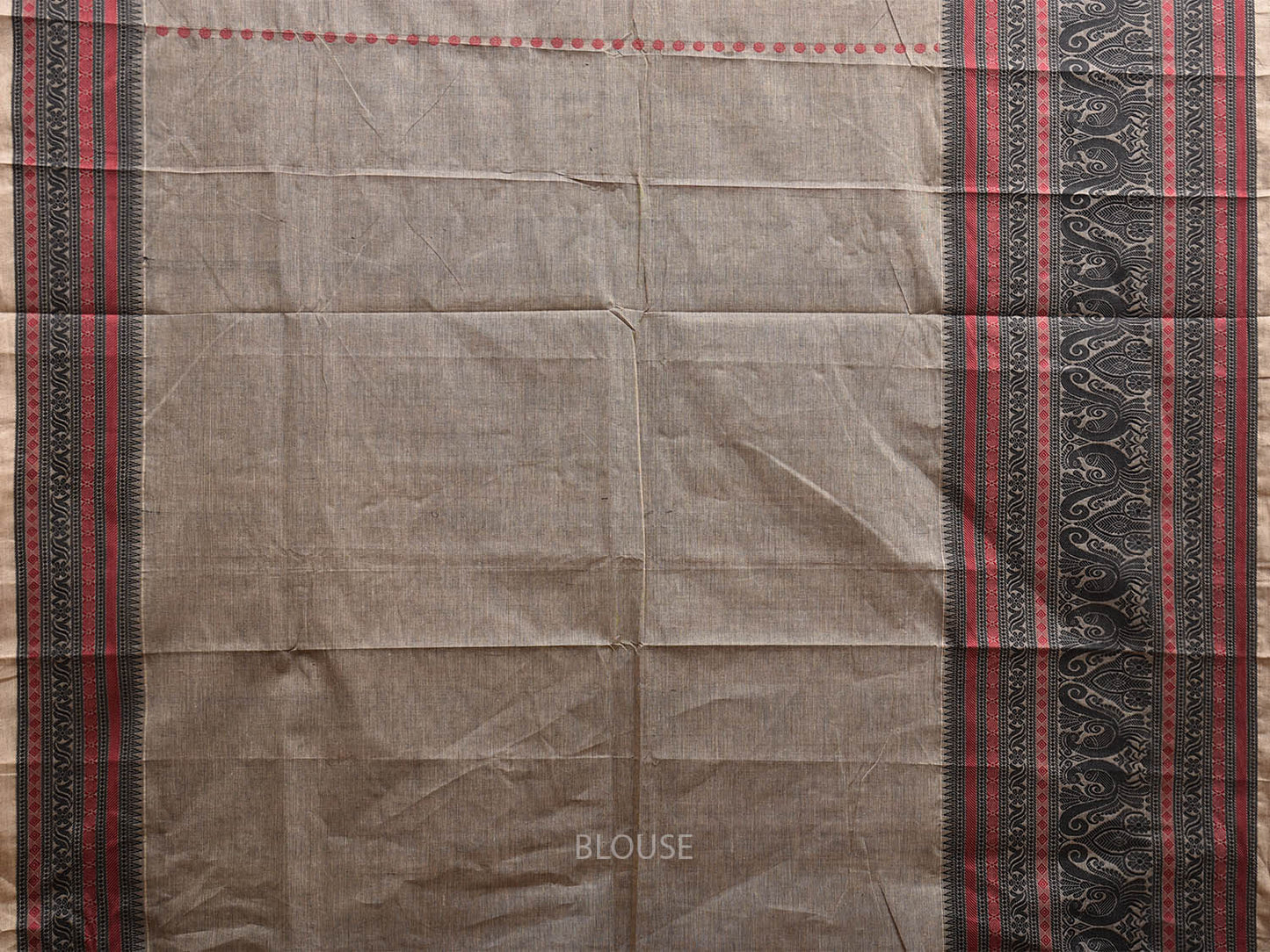 Grey and Black Kanchipuram Cotton Saree with Pallu and Big Border Design k0755