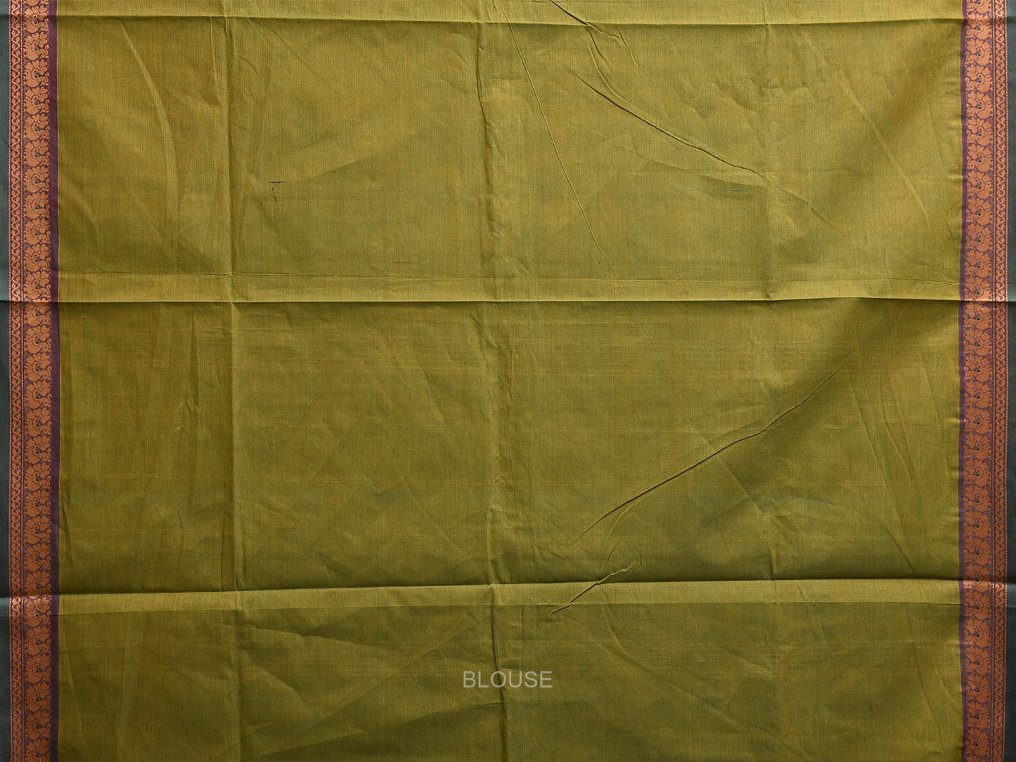 Green Kanchipuram Cotton Saree with Strips Pallu and Border Design k0879