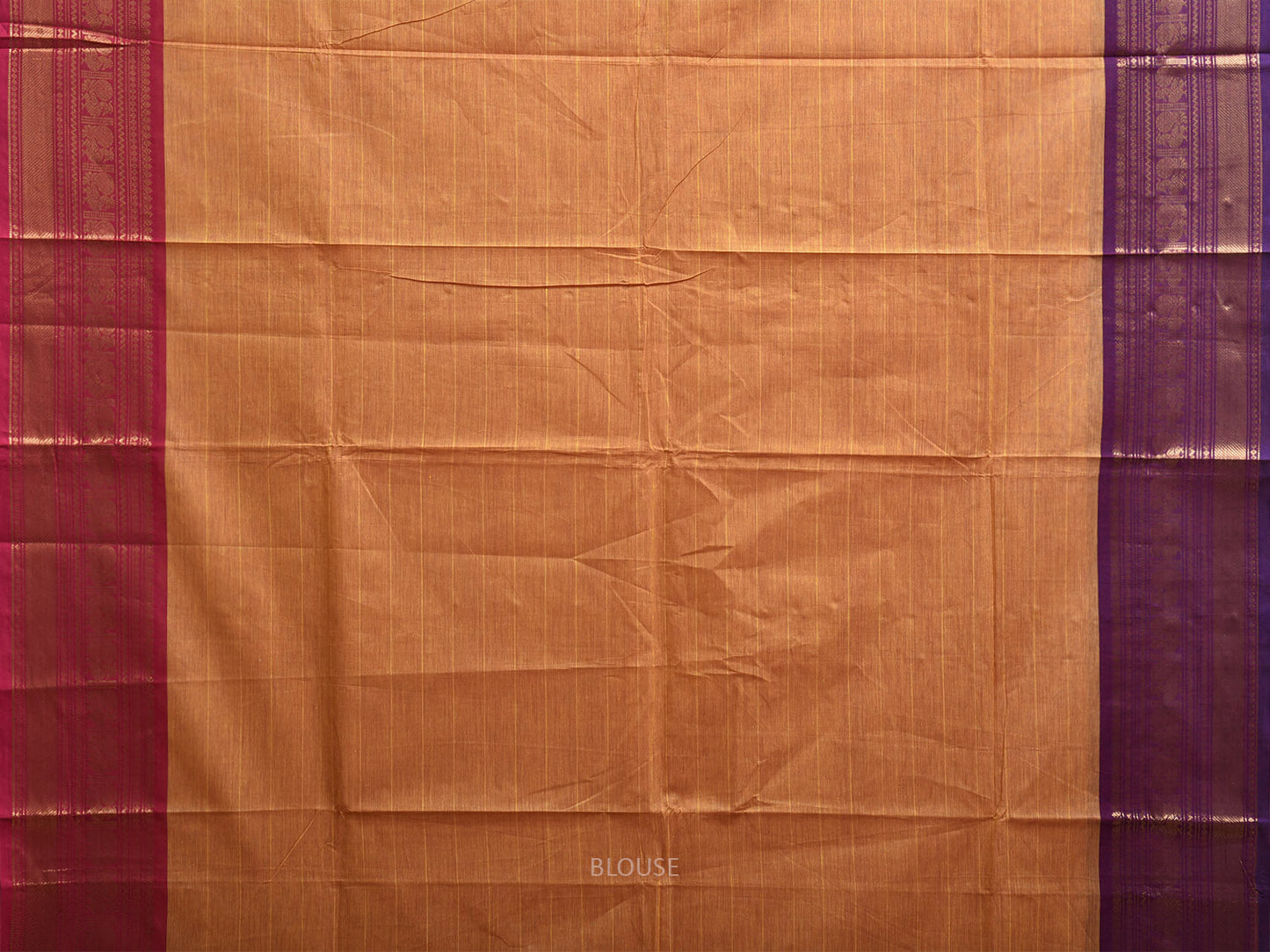 Orange Kanchipuram Cotton Saree with Strips and Ganga-Jamuna Border Design k0899