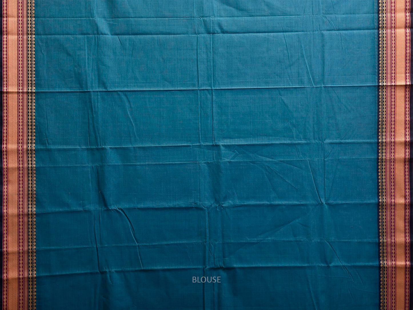 Blue Kanchipuram Cotton Plain Saree with Strips Pallu and Border Design k0941