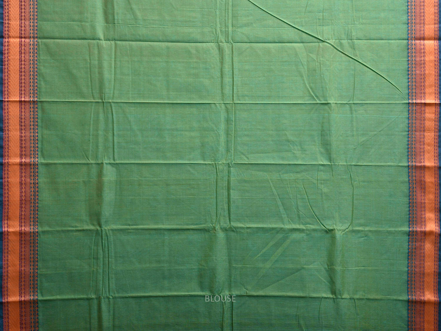 Light Green Kanchipuram Cotton Plain Saree with Strips Pallu and Border Design k0944