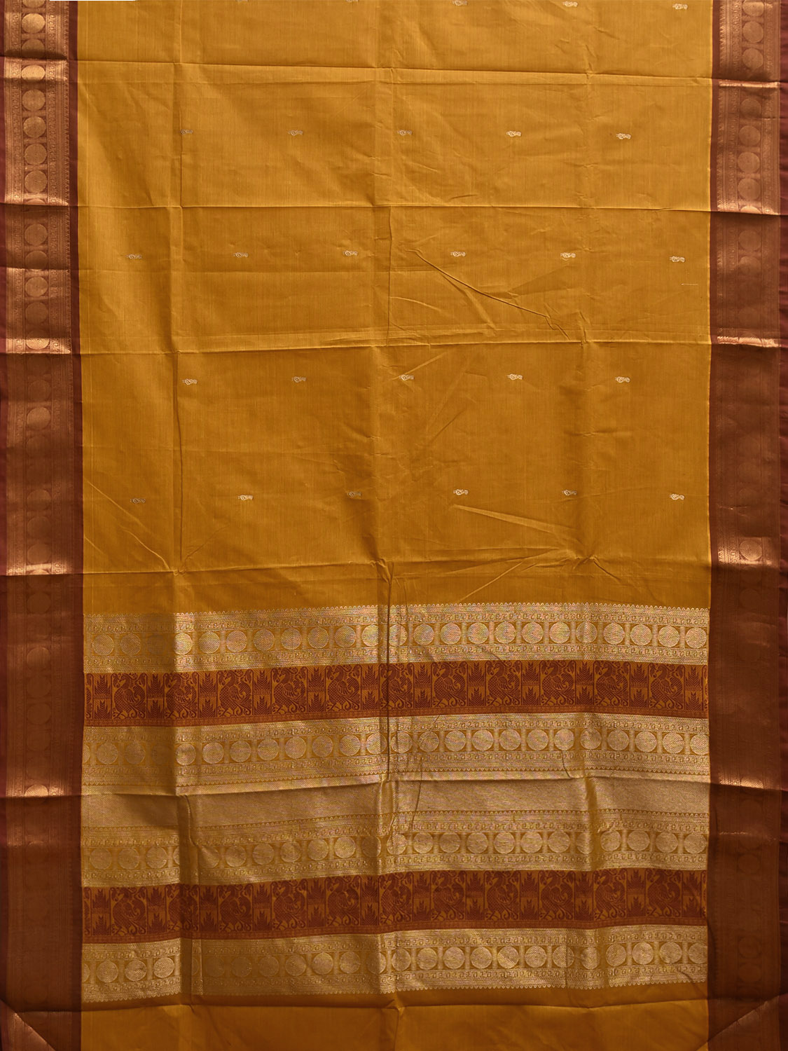 Orange Kanchipuram Cotton Saree with Pallu and Border Design k0954