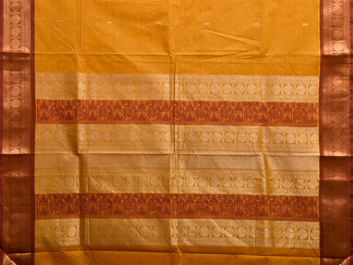 Orange Kanchipuram Cotton Saree with Pallu and Border Design k0954