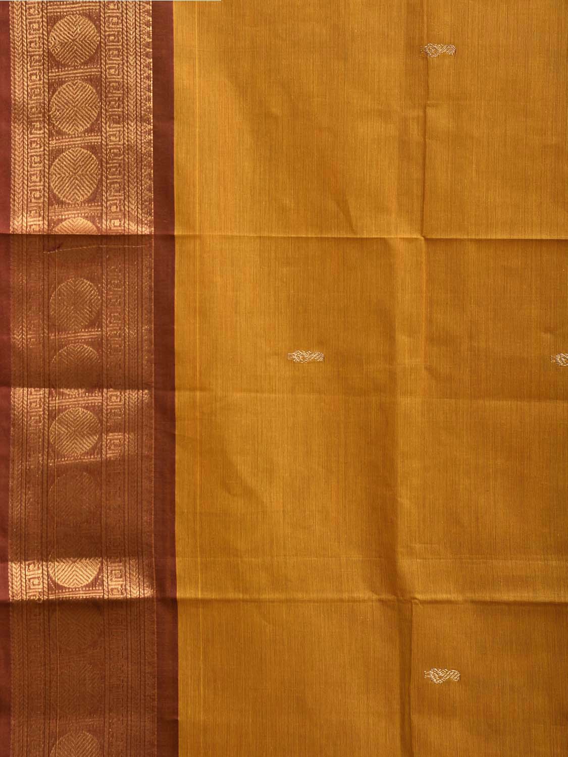 Orange Kanchipuram Cotton Saree with Pallu and Border Design k0954