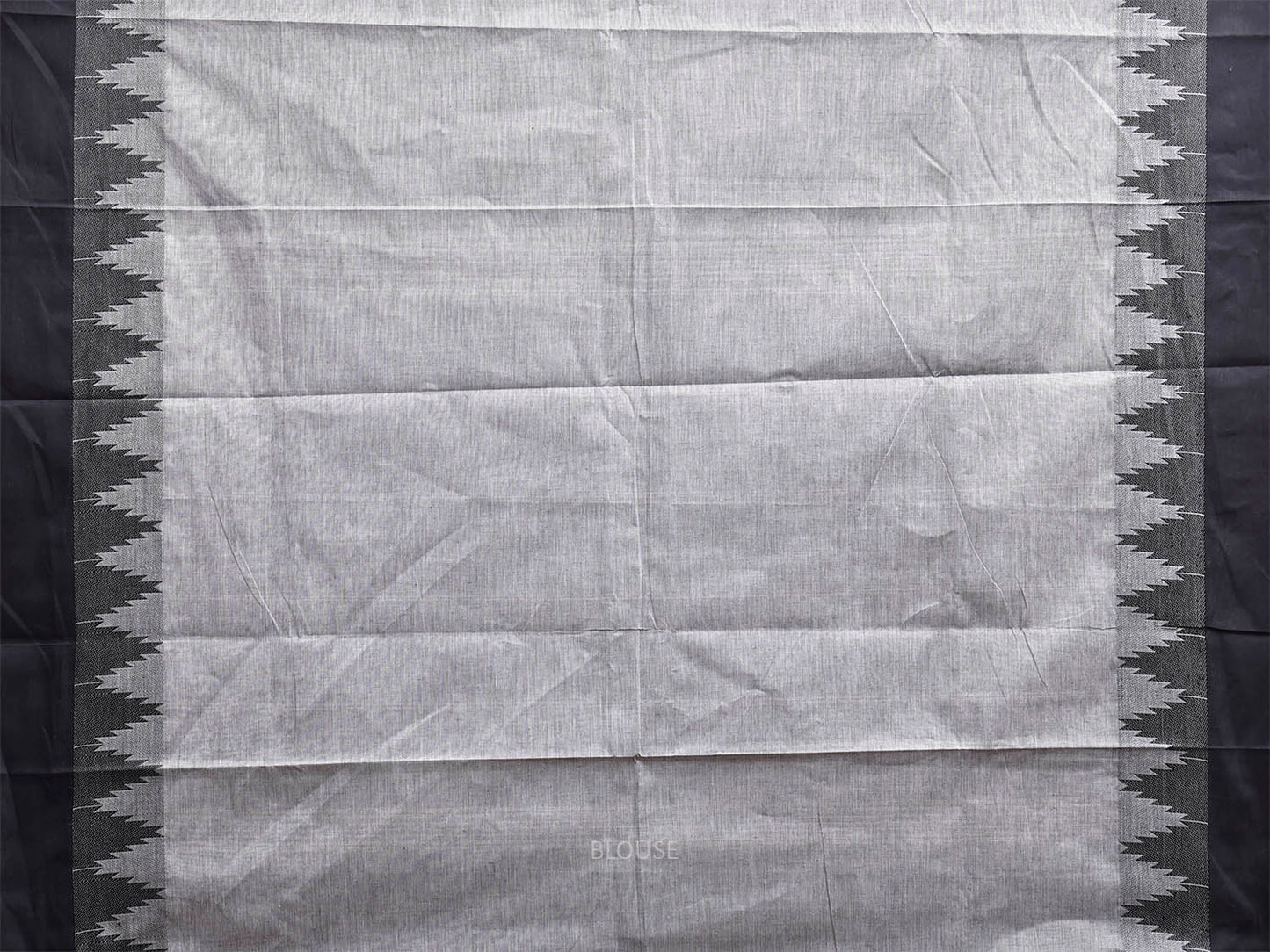 Grey and Black Kanchipuram Cotton Saree with Big Temple Border Design k0957