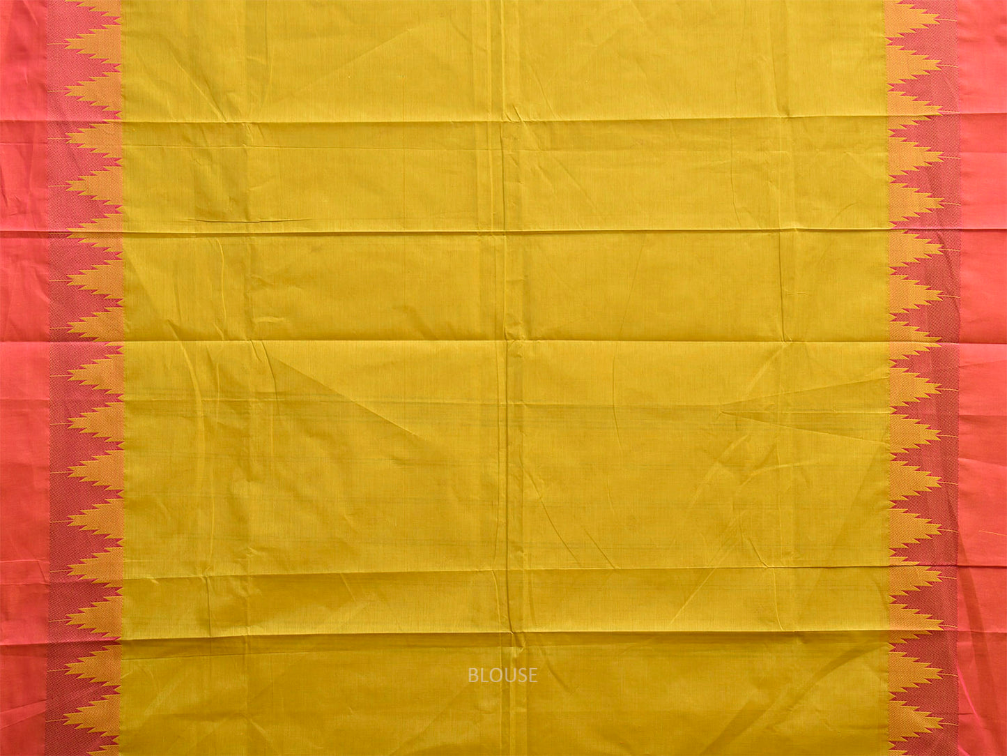 Light Green and Peach Kanchipuram Cotton Saree with Big Temple Border Design k0958