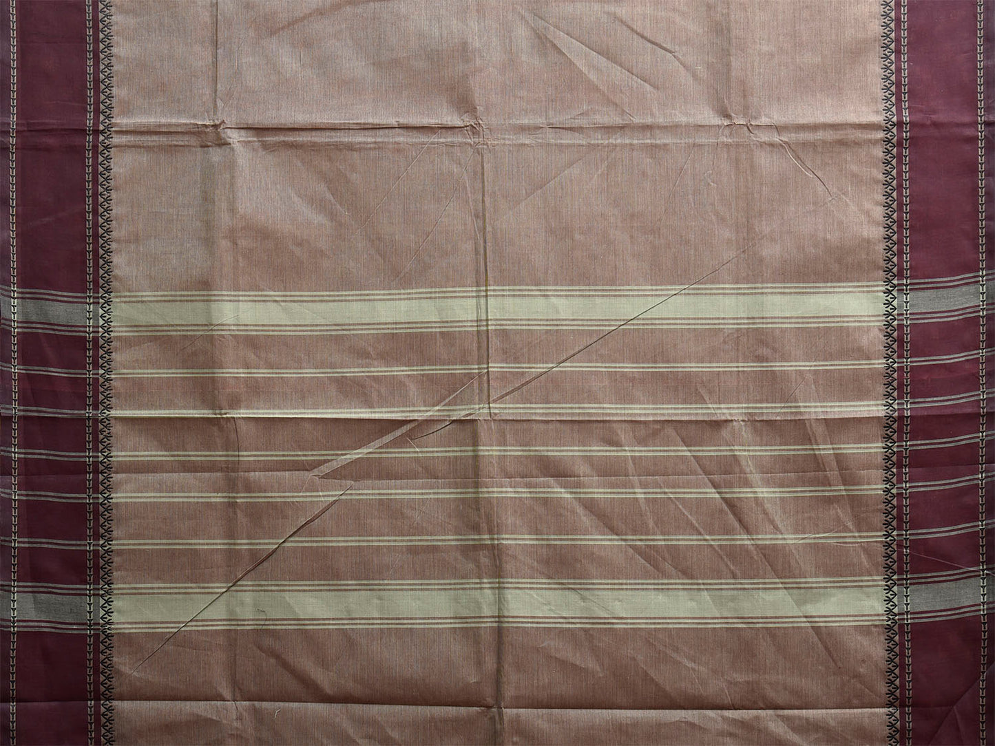 Grey and Wine Kanchipuram Cotton Plain Saree with Strips Pallu Design k0963