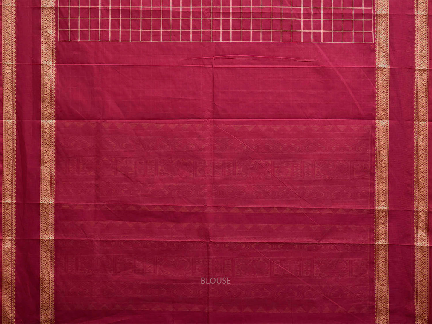 Magenta Kanchipuram Cotton Saree with Checks and Pallu Design k0974