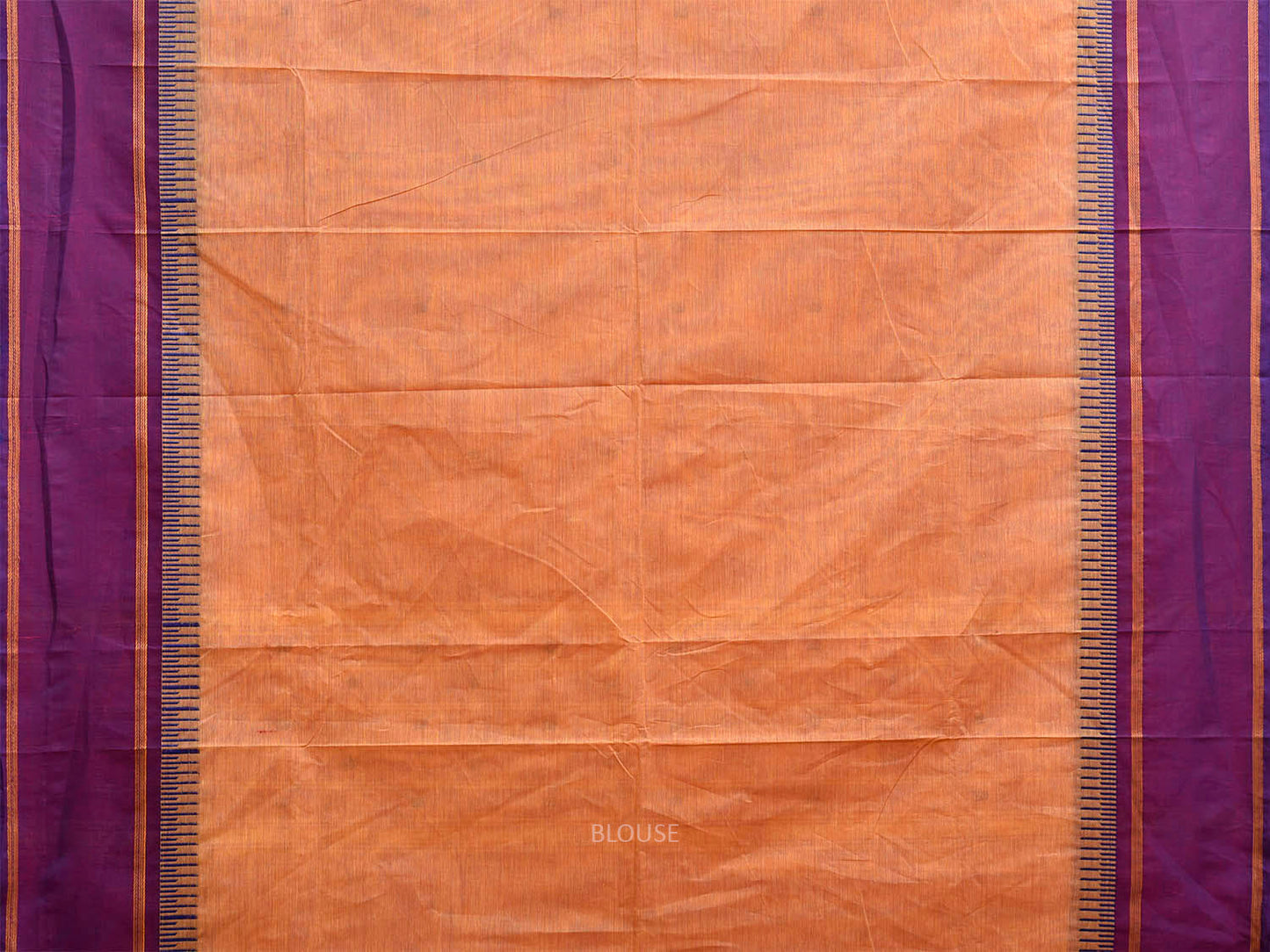 Orange and Purple Kanchipuram Cotton Saree with Strips Pallu Border Design k0988